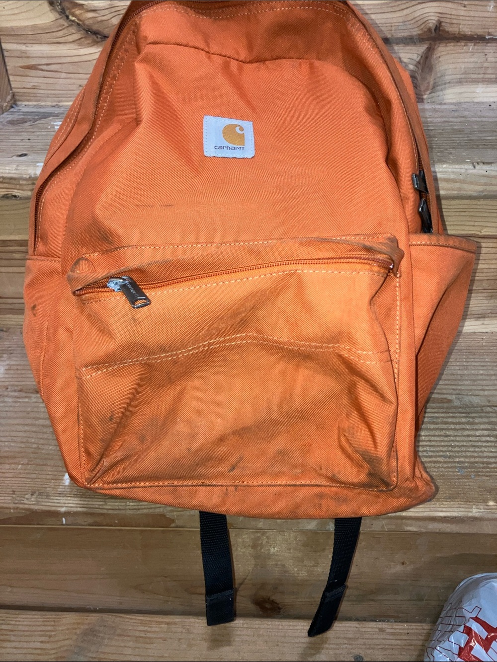 Carhartt Orange Canvas Backpack with Front Zip Pocket